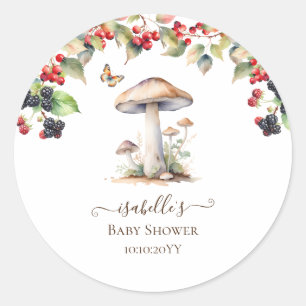 Bos Paddenstoel & Paddenstoel Herfst Baby Shower Ronde Sticker