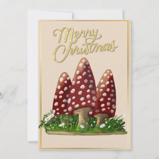 Bos Paddenstoel Prettig Kerst Kaart 