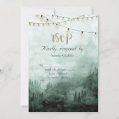 Bos, Pijnbomen, String Lights Groen RSVP Kaart (Voorkant)
