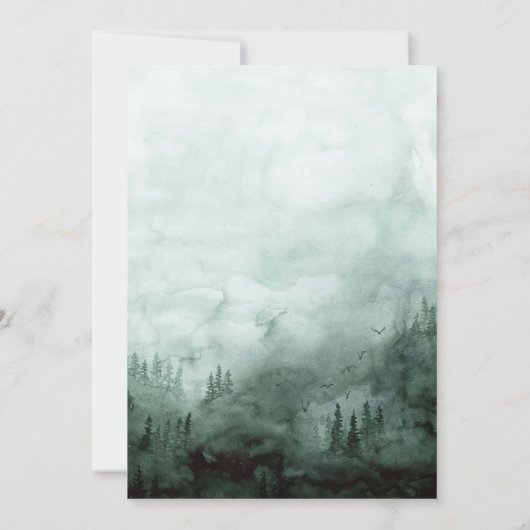 Bos, Pijnbomen, String Lights Groen RSVP Kaart (Achterkant)