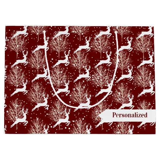 Bos rendieren - rood groot cadeauzakje (Voorkant)