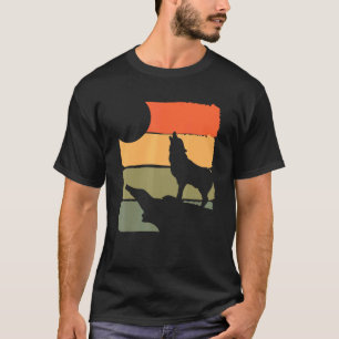 Bos Roofdier Huilende Wolf Dier Retro Wolf T-shirt