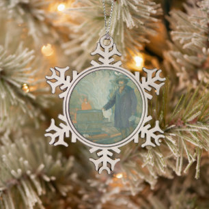 Bos Stille Maanstokers Witte Bliksem Sterke Drank Tin Sneeuwvlok Ornament