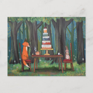 Bos Thee Feestje Cute Dieren Kunst voor Kinderen Briefkaart
