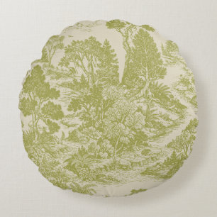 Bos toile bosdieren vintage botanisch rond kussen
