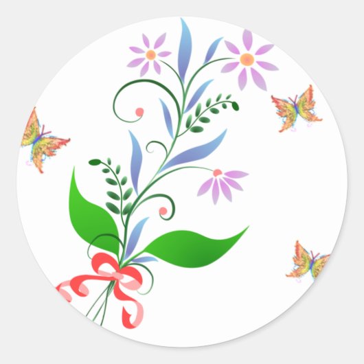  bos van bloemen en vlinders Stickers (Voorkant)