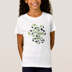 bos van heldergroene zwarte voetballen kinder naam t-shirt
