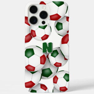 bos van roodgroene voetballen met monogram iPhone 16 pro max hoesje