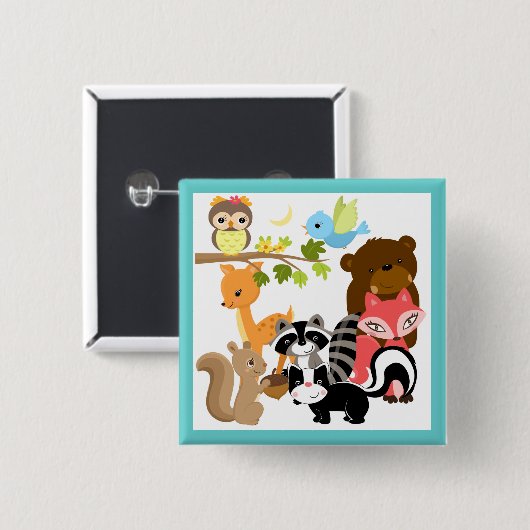Bos Vrienden Vierkante Button 5,1 Cm (Voorkant /achterkant)
