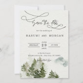 Bos Waterverf Illustratie Bruiloft Uitnodiging (Voorkant)