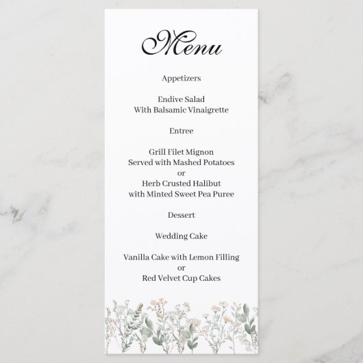 Bos Wilde Bloemen Menu (Voorkant)