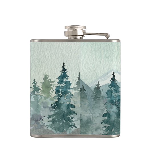 Bos Wonder Rustieke Pine Bruidsmeisje Bruiloft Heupfles (Achterkant)