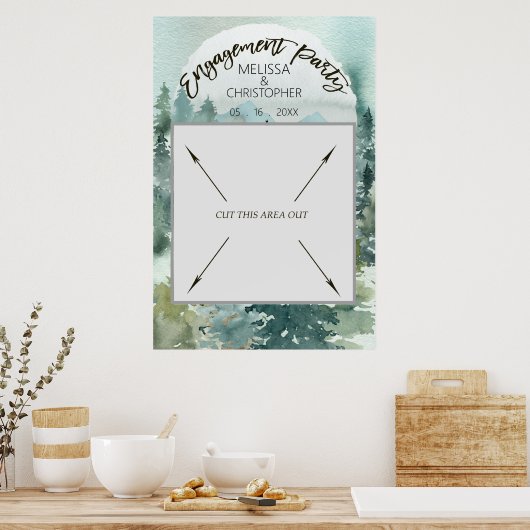 Bos Wonderlijke Rustieke Verlovingsfeestje Fotohok Poster (Keuken)