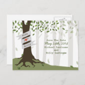 Bos / Woodland bruiloft Save the Date Briefkaart (Voorkant / Achterkant)