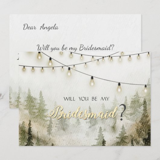 Bos, Woud, Dennenbomen, Lichtslingers Kaart (Voorkant / Achterkant)