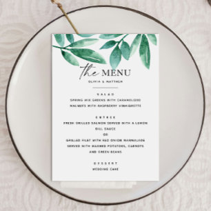 Bos zomergroen. Florale botanische bruiloft Menu