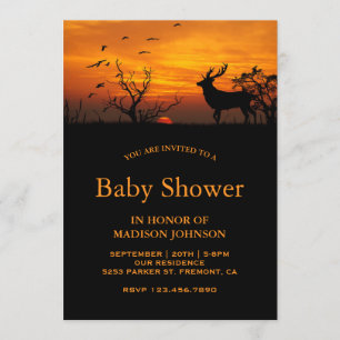 Bos Zonsondergang Herten Baby Shower Kaart