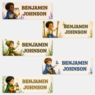 Bosachtige Cute Fantasy Schooljongen Naam Labels