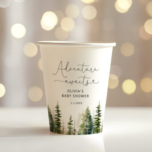 Bosavontuur wacht op baby shower papieren bekers