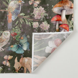 Bosavontuur waterverf dieren en paddenstoelen wandkleed