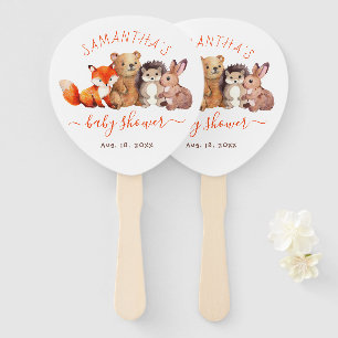 Bosbabbyshower Aquarel Dieren Rood Schrift Handwaaier