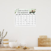 Bosbabbyshower Raad de datum kalender Poster (Keuken)