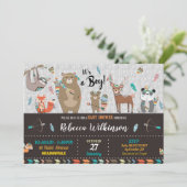 Bosbabbyshower Uitnodigingen Jongens Shower (Staand voorkant)