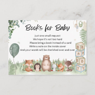 Bosbabyboeken voor baby-insteekkaart informatiekaartje