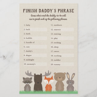 Bosbabyfeest 'Maak papa's zin af' spel Flyer