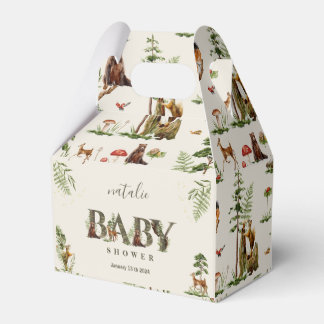 Bosbeboste dieren groen baby shower bedankdoosjes