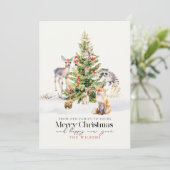 Bosbeboste dieren Kerstboom Feestdagenkaart (Staand voorkant)