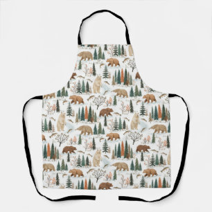 Bosbeer & Forel Patroon Bos Dieren Print Schort
