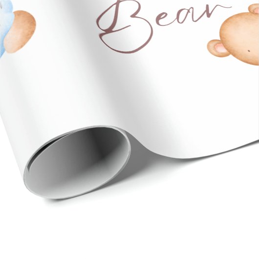 Bosbeer Jongen 1e Verjaardagsfeestje Pastel Cadeaupapier (Rol Hoek)