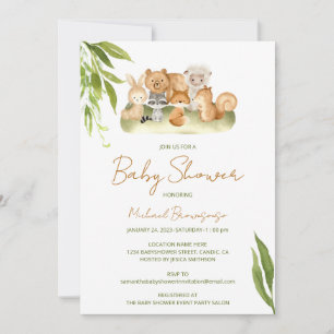 Bosbeer Schaap Konijn Vos Baby Shower Kaart