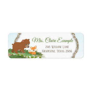 Bosbeer Vos Baby Shower Retouradres Label