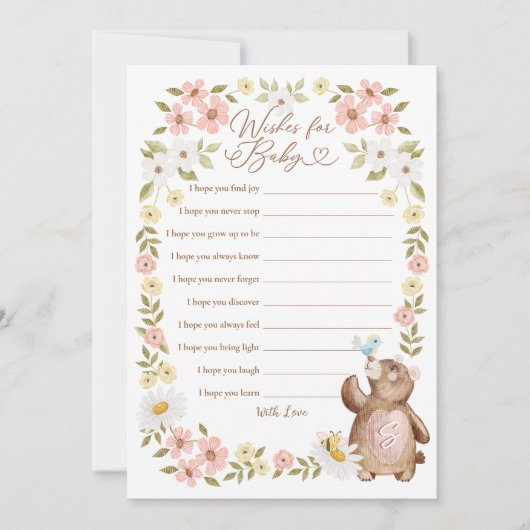 Bosbeer wensen voor babyshower spelkaart kaart (Voorkant)