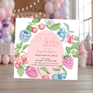 Bosbes Aardbei Framboos Baby Shower Kaart