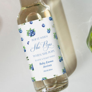 Bosbes Baby Shower Knal het als ze baren Wijn Etiket