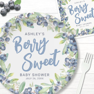 Bosbes Baby Shower Zoet Babyfeestje Papieren Bordje