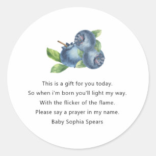 Bosbes babyshower - Etiket voor gebedskaars