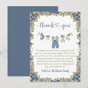Bosbes Bes Zoete Waslijn Baby Shower Bedankkaart