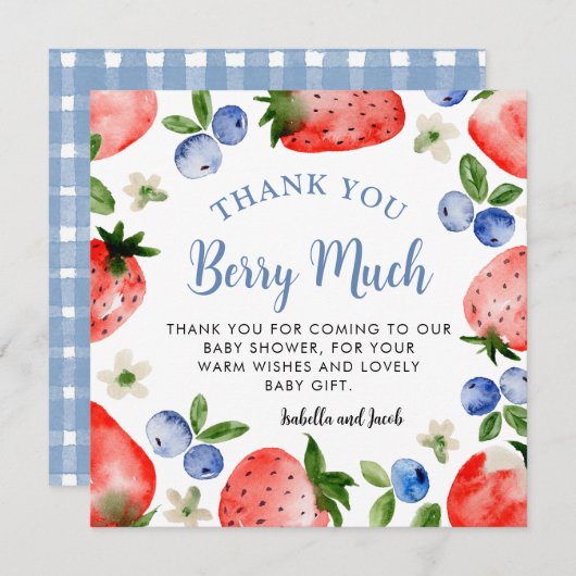Bosbes en aardbei Dank u Bedankkaart (Voorkant / Achterkant)
