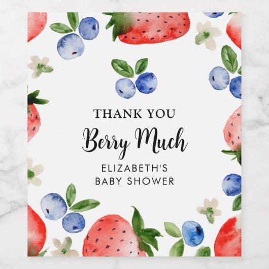 Bosbes en aardbei Dank u Wijn Etiket (Enkel label)