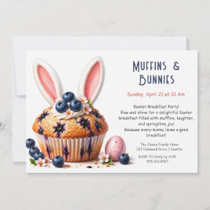 Bosbes Konijn Muffin Pasen Ontbijt Feestje Kaart