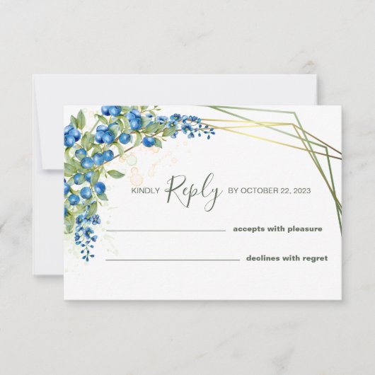 Bosbes met namaak goud folie frame RSVP kaart (Voorkant)