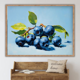 Bosbes stilleven schilderij abstracte fruitkunst poster