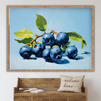 Bosbes stilleven schilderij abstracte fruitkunst  poster