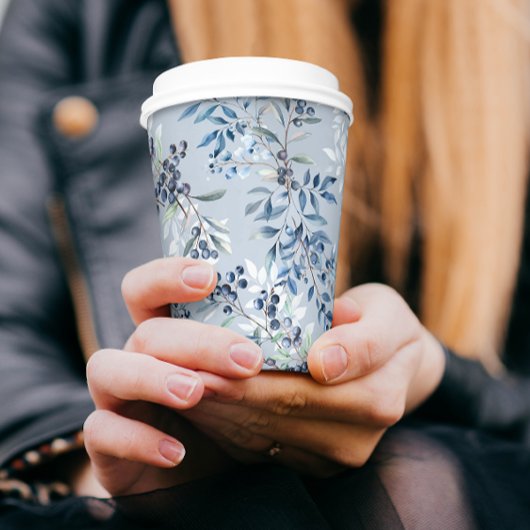 Bosbes Watercolor Patroon Papieren Bekers