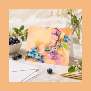 Bosbessen Aquarel Wenskaart — Handgeschilderd Kaart