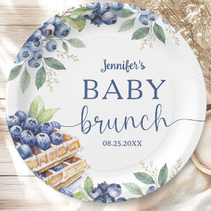Bosbessen Baby Bruiloft Jongen Shower Rond Papieren Bordje
